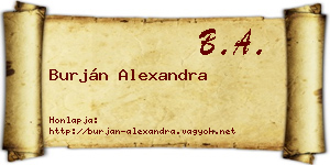 Burján Alexandra névjegykártya